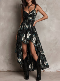 Rosine · Vestido Largo Floral Bohemio Negro