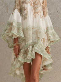 Rosalie · Vestido Mini de Gasa con Mangas de Volantes