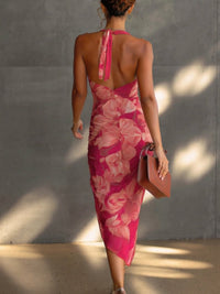 Framboise | Robe Bodycon Sans Manches, Imprimé Floral Fuchsia