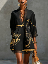 Léonie · Vestido Mini de Encaje de Ganchillo Negro