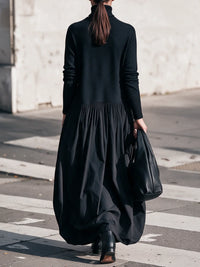 NOIR | Vestido maxi oversize de cuello alto con bolsillos™