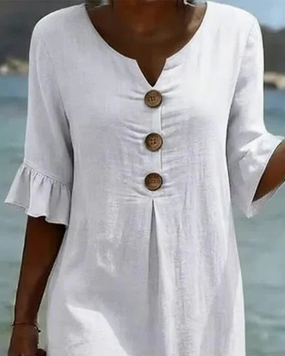 Vanesa · Vestido Texturizado con Botones