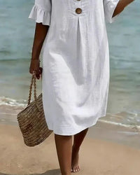Vanesa™ | Robe Texturée Avec Manches Bouffantes et Boutons