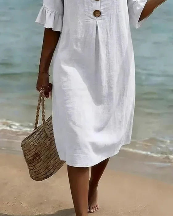Vanesa · Vestido Texturizado con Botones