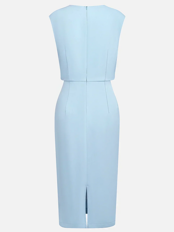 Elvira · Vestido Midi de Tafetán con Drapeado Lateral