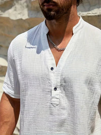 Christian · Camisa de Verano Elegante con Cuello Alto