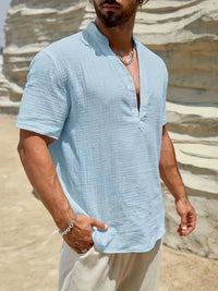 Christian · Camisa de Verano Elegante con Cuello Alto