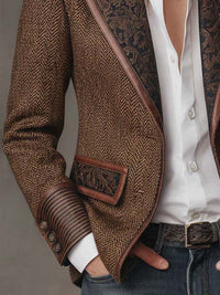 Gisèle | Blazer con paneles estampados de espiga