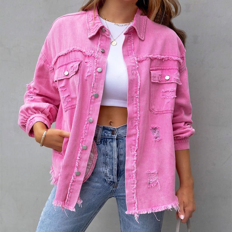 Cecilia | Chaqueta vaquera oversize de efecto desgastado para mujer™