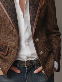 Gisèle | Blazer con paneles estampados de espiga