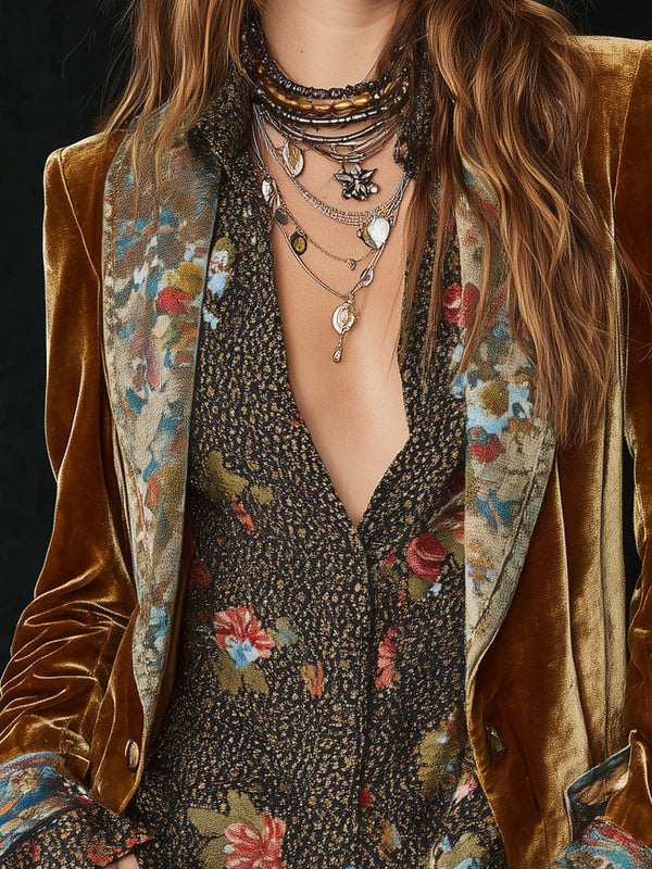 Marcelline | Blazer vintage patchwork con estampado floral
