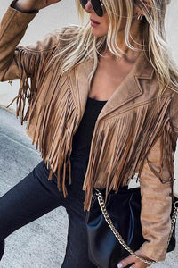 ALLIE | Chaqueta corta de ante sintético con flecos™