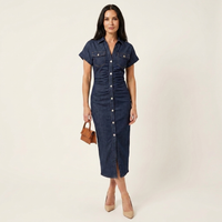 Maya · Vestido Midi Bodycon de Denim con Botones Delanteros