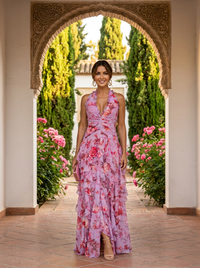 Robe Longue Élégante à Col Halter - Maison Claire et Sylvie