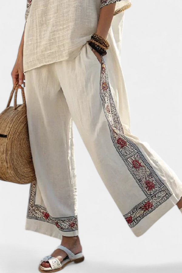 Amelie | Conjunto Blusa Bordada y Pantalón Ancho