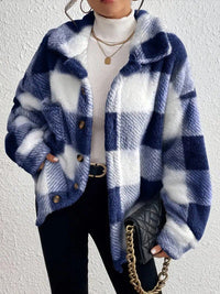 Maurelle | Chaqueta oversize de cuadros, suave y abotonada para mujer™