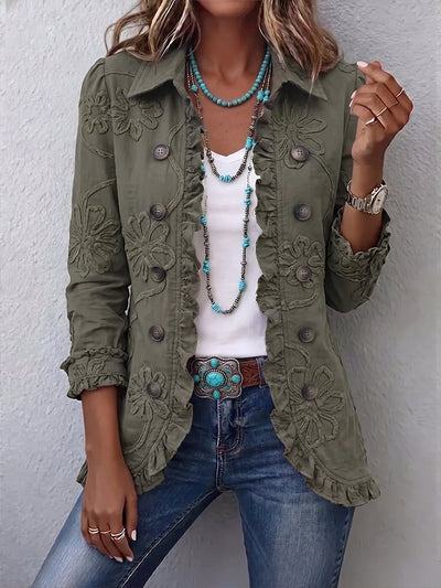 Faustine | Chaqueta utilitaria bohemia con bordado floral