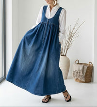 Karen · Vestido Largo de Denim Lavado Vintage