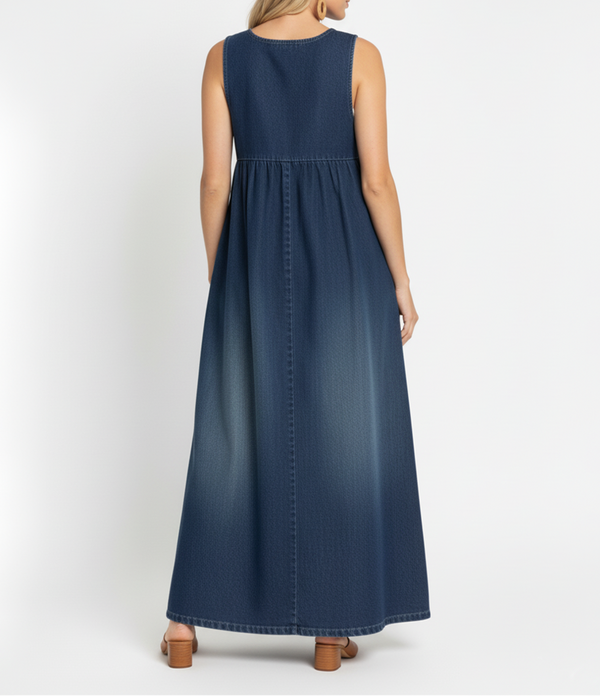 Karen · Vestido Largo de Denim Lavado Vintage