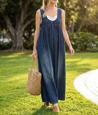 Karen · Vestido Largo de Denim Lavado Vintage