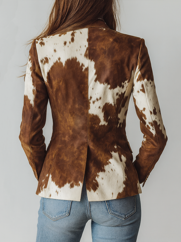 Agathe | Blazer vintage sostenible con estampado de vaca