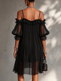 Camille · Vestido Mini de Gasa Negro con Hombros Descubiertos