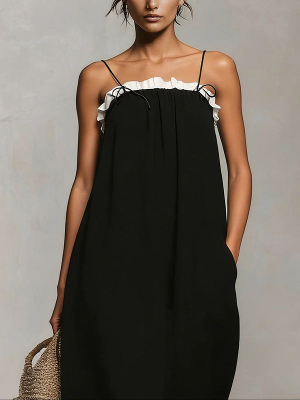 Mirelle™ | Vestido Maxi con Bloques de Color y Tirantes Finos