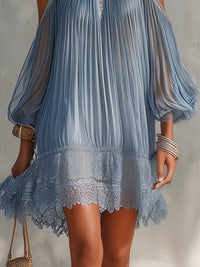 Séraphine · Vestido Mini Azul de Hombros Descubiertos