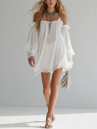 Mélusine · Vestido Mini Bohemio de Hombros Descubiertos