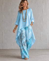 KORA | Conjunto de túnica asimétrica y pantalón de pierna ancha™