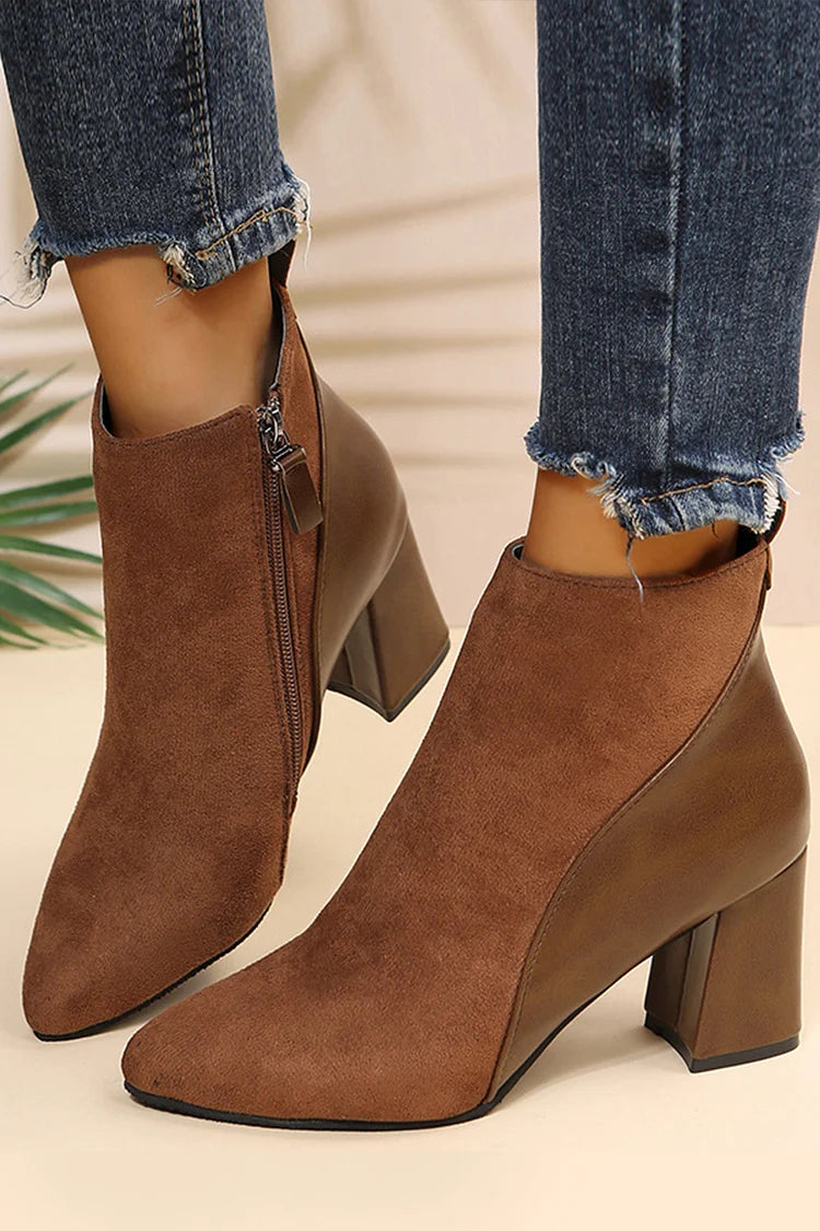 Botines patchwork chunky de punta con cremallera
