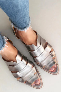 Bailarinas cut-out peep toe slip-on casual de punta