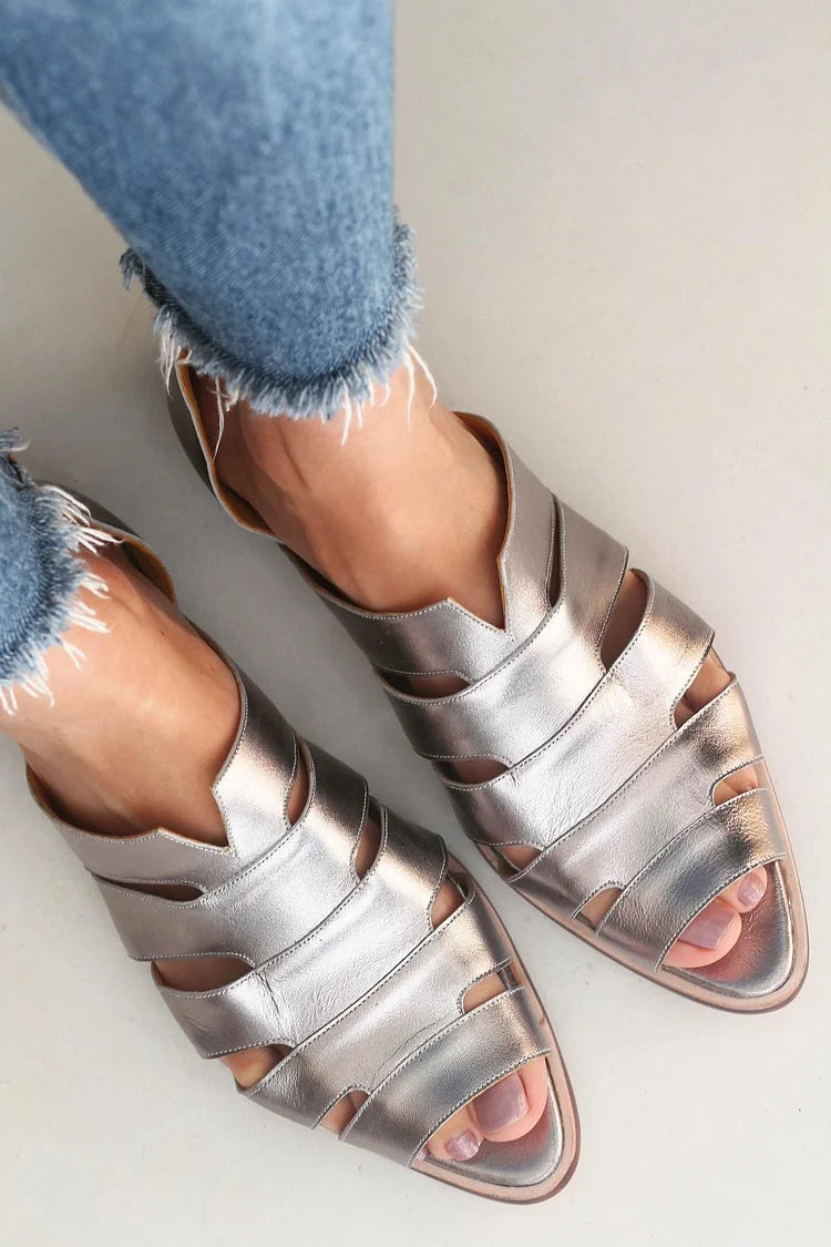 Bailarinas cut-out peep toe slip-on casual de punta