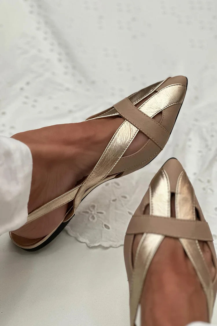 Bailarinas slingback cut-out Dorado de punta