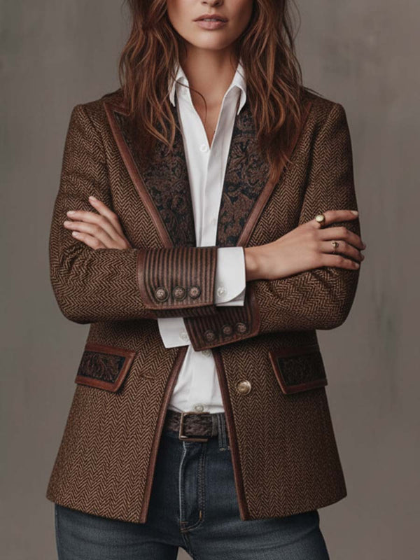 Gisèle | Blazer con paneles estampados de espiga