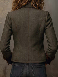 Honorine | Blazer vintage de espiga con ribetes en contraste