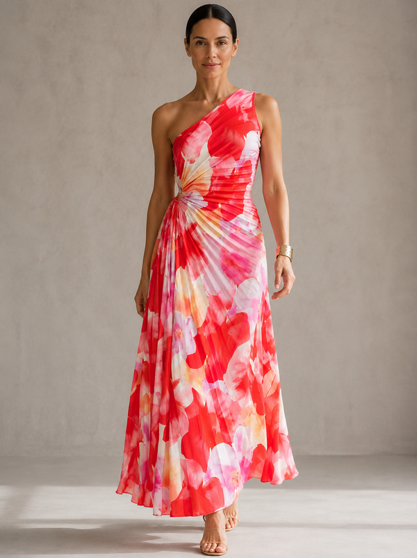 Yanira · Vestido Plisado de Un Hombro