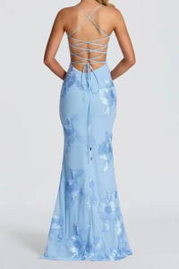 Anastasia | Vestido maxi de invitada con corsé bordado floral y tirantes finos™