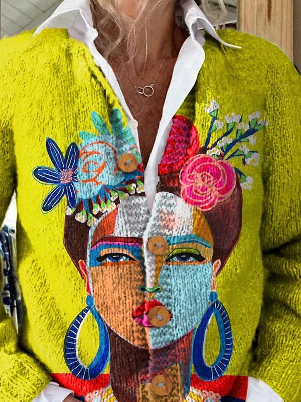Joséphine | Cárdigan de punto con estampado de retrato
