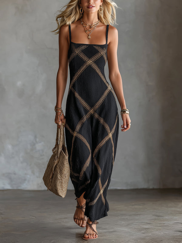 Wilhelmine | Vestido Geométrico Negro Camello