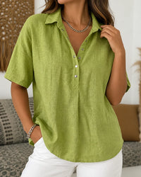 LILY | Blusa relajada de lino con botones™