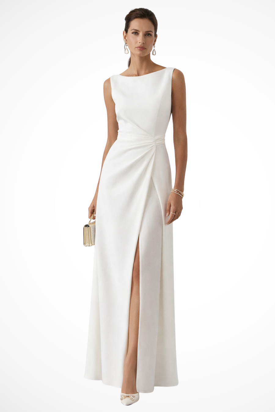 Clarissa | Vestido maxi de invitada sin mangas con cintura drapeada™