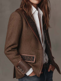 Gisèle | Blazer con paneles estampados de espiga