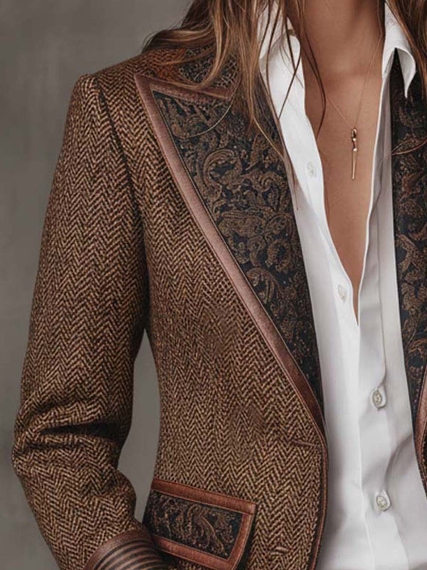 Gisèle | Blazer con paneles estampados de espiga