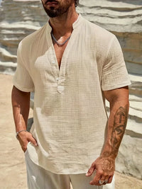 Christian · Camisa de Verano Elegante con Cuello Alto