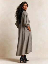 Celia | Vestido maxi de rayas con escote en V de contraste