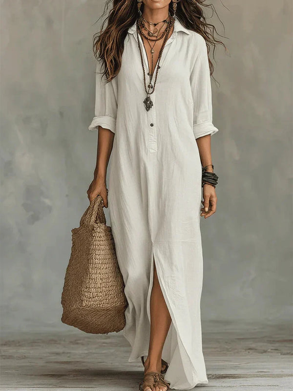 Joséphine · Vestido Largo Amplio con Botonadura