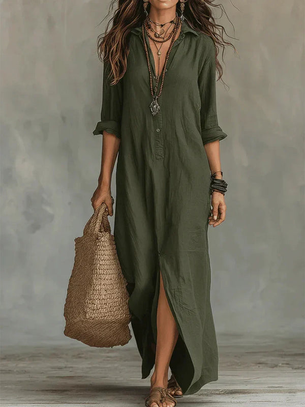 Joséphine · Vestido Largo Amplio con Botonadura