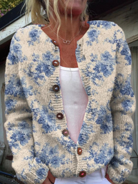Manon | Cárdigan de punto con estampado floral artístico