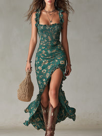 Vestido Largo Boho Retro con Abertura Lateral